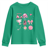 Womens Golf Lover Youth Sweatshirt Cute Pink Bow Golf Sports Gift - Wonder Print Shop