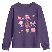 Womens Golf Lover Youth Sweatshirt Cute Pink Bow Golf Sports Gift - Wonder Print Shop