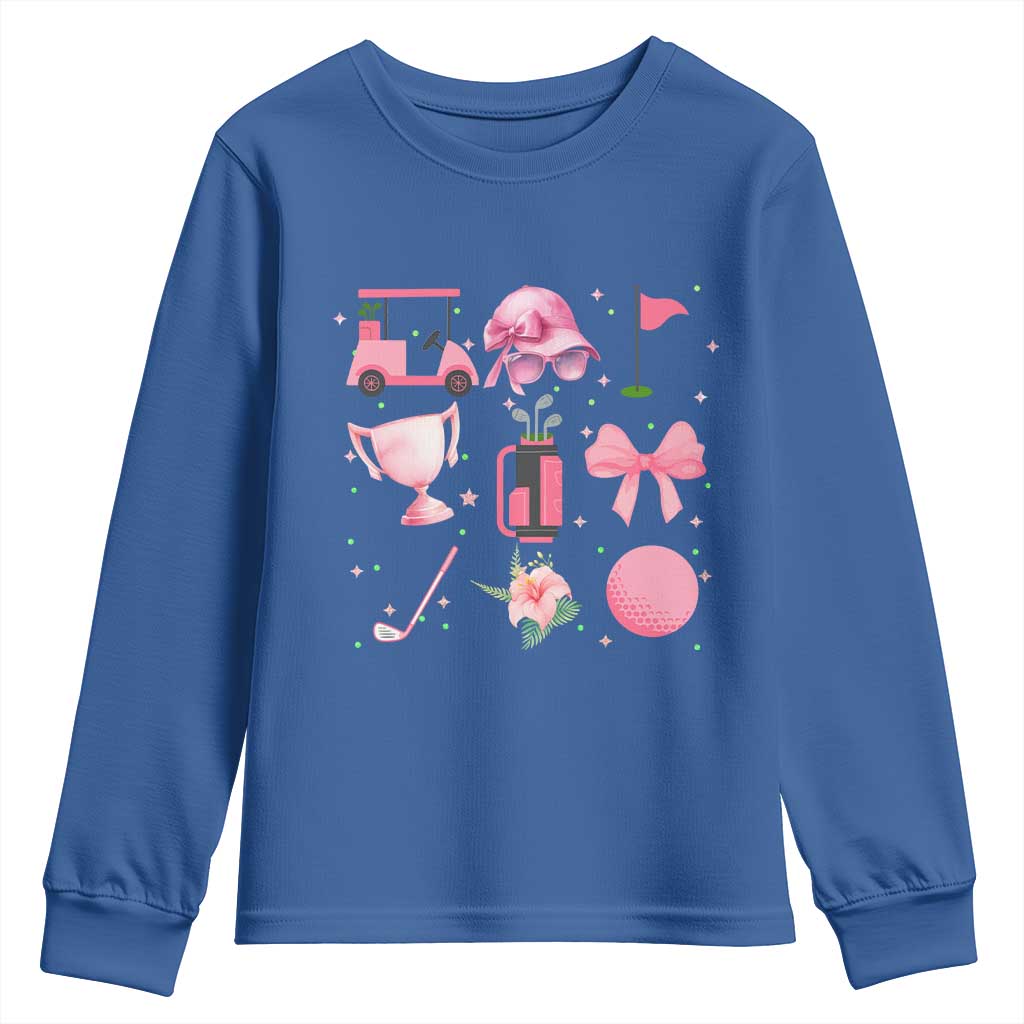 Womens Golf Lover Youth Sweatshirt Cute Pink Bow Golf Sports Gift - Wonder Print Shop