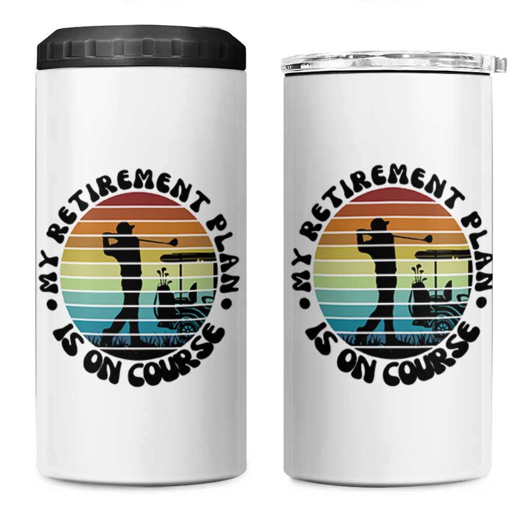 My Retirement Plan Is On Course 4 in 1 Can Cooler Tumbler Retired Golfer Gift - Wonder Print Shop