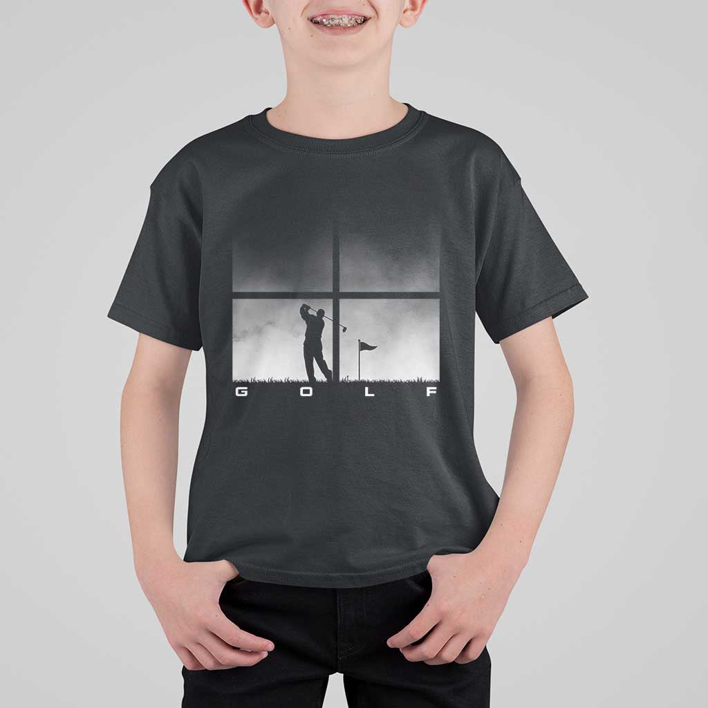 Gift For Sports Lover T Shirt For Kid Retro Golf Silhouette Art - Wonder Print Shop