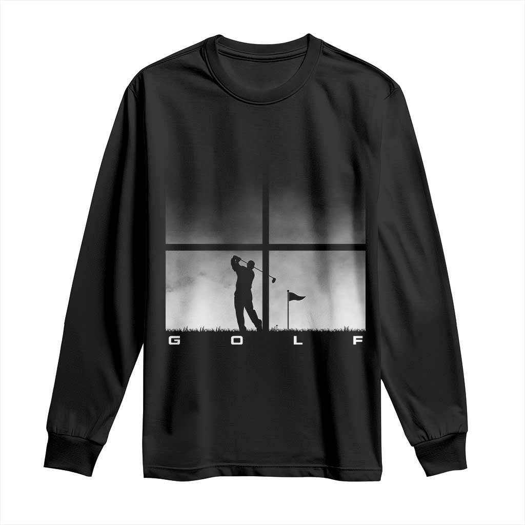Gift For Sports Lover Long Sleeve Shirt Retro Golf Silhouette Art - Wonder Print Shop