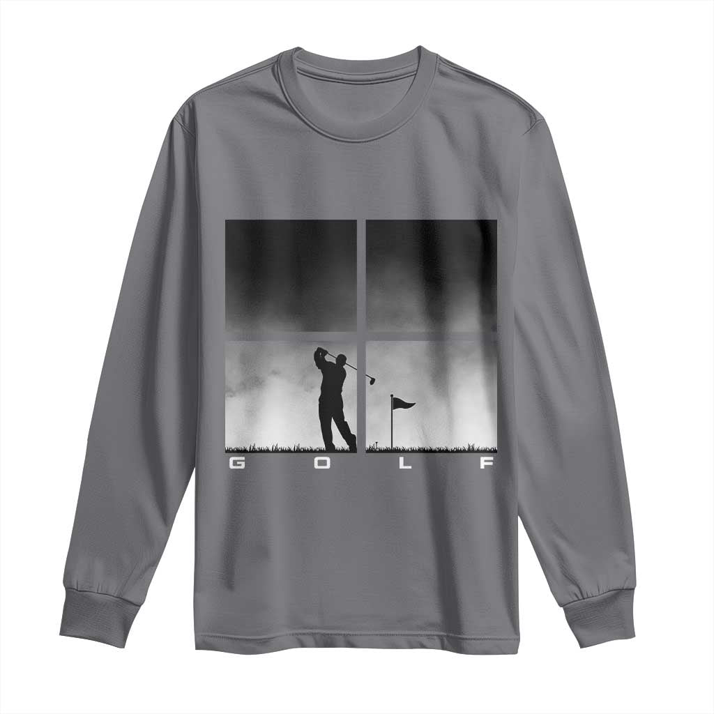Gift For Sports Lover Long Sleeve Shirt Retro Golf Silhouette Art - Wonder Print Shop