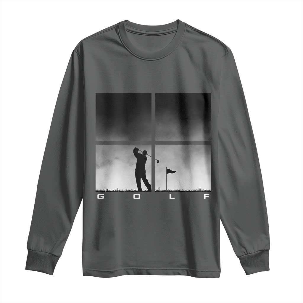 Gift For Sports Lover Long Sleeve Shirt Retro Golf Silhouette Art - Wonder Print Shop