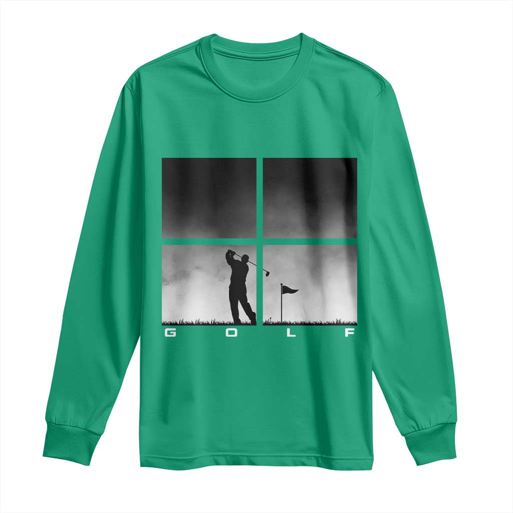 Gift For Sports Lover Long Sleeve Shirt Retro Golf Silhouette Art - Wonder Print Shop