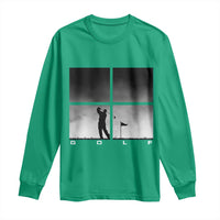 Gift For Sports Lover Long Sleeve Shirt Retro Golf Silhouette Art - Wonder Print Shop