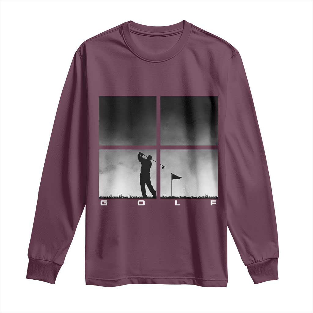 Gift For Sports Lover Long Sleeve Shirt Retro Golf Silhouette Art - Wonder Print Shop