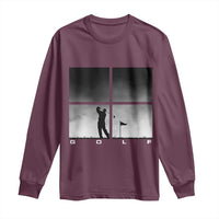 Gift For Sports Lover Long Sleeve Shirt Retro Golf Silhouette Art - Wonder Print Shop
