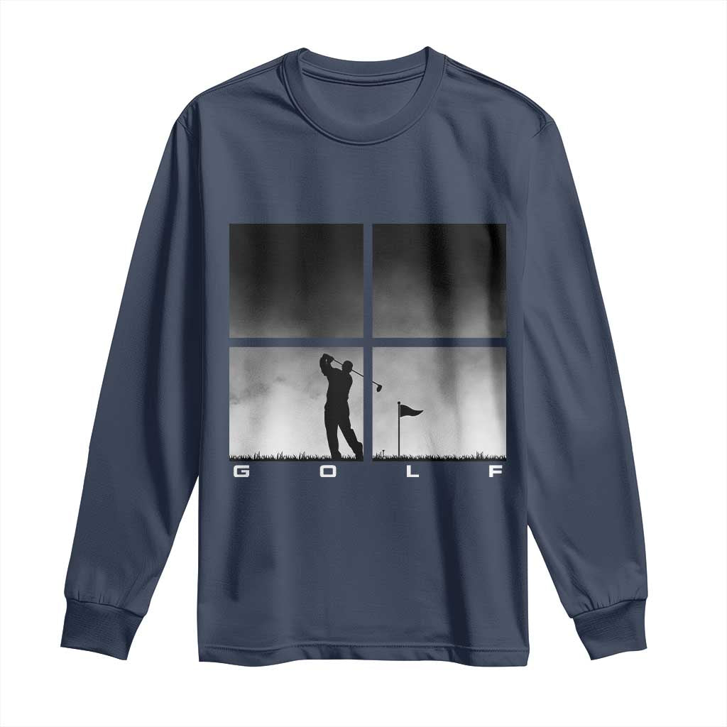 Gift For Sports Lover Long Sleeve Shirt Retro Golf Silhouette Art - Wonder Print Shop