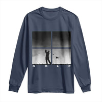 Gift For Sports Lover Long Sleeve Shirt Retro Golf Silhouette Art - Wonder Print Shop