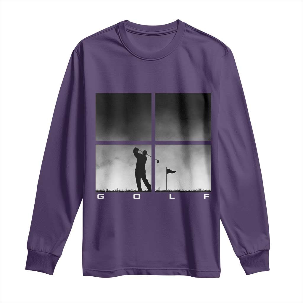 Gift For Sports Lover Long Sleeve Shirt Retro Golf Silhouette Art - Wonder Print Shop