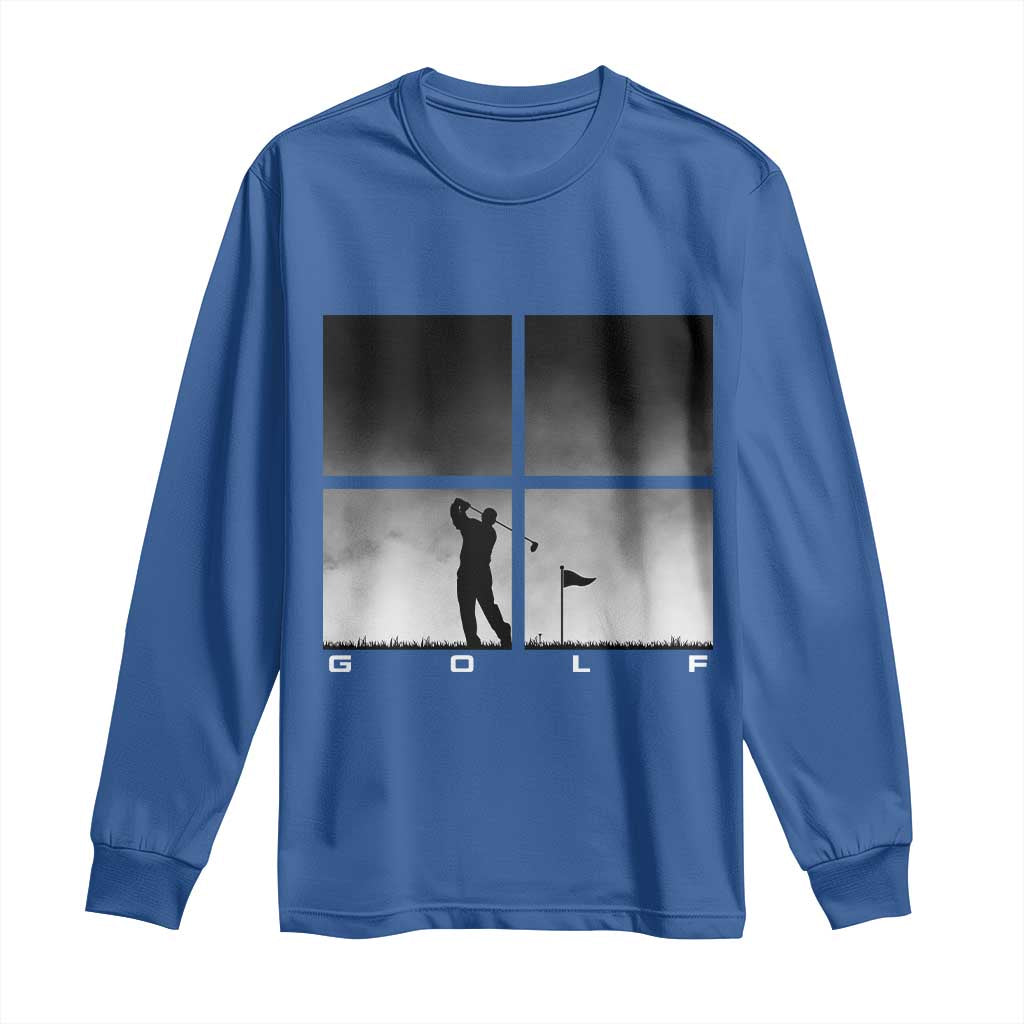 Gift For Sports Lover Long Sleeve Shirt Retro Golf Silhouette Art - Wonder Print Shop