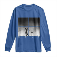 Gift For Sports Lover Long Sleeve Shirt Retro Golf Silhouette Art - Wonder Print Shop