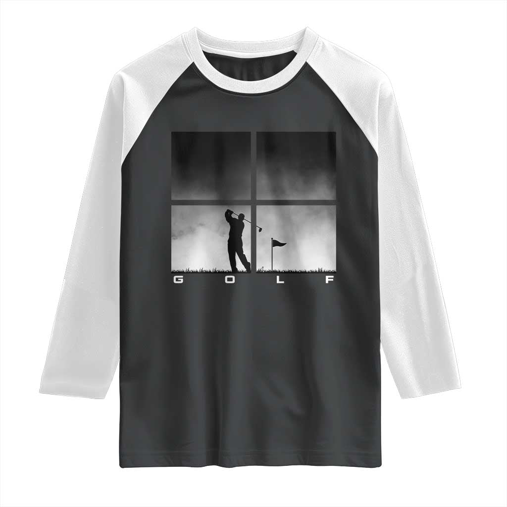 Gift For Sports Lover Raglan Shirt Retro Golf Silhouette Art - Wonder Print Shop