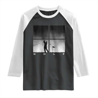 Gift For Sports Lover Raglan Shirt Retro Golf Silhouette Art - Wonder Print Shop
