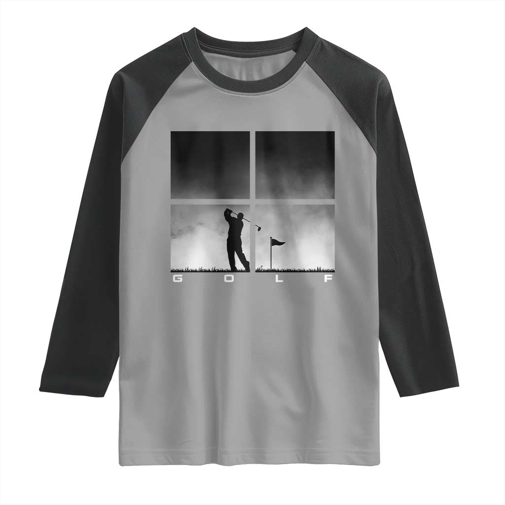 Gift For Sports Lover Raglan Shirt Retro Golf Silhouette Art - Wonder Print Shop