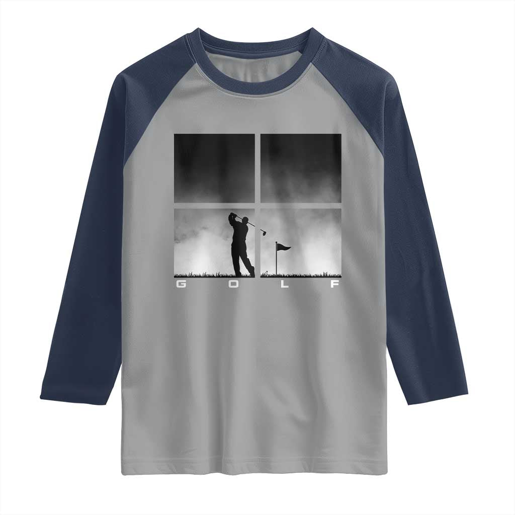 Gift For Sports Lover Raglan Shirt Retro Golf Silhouette Art - Wonder Print Shop