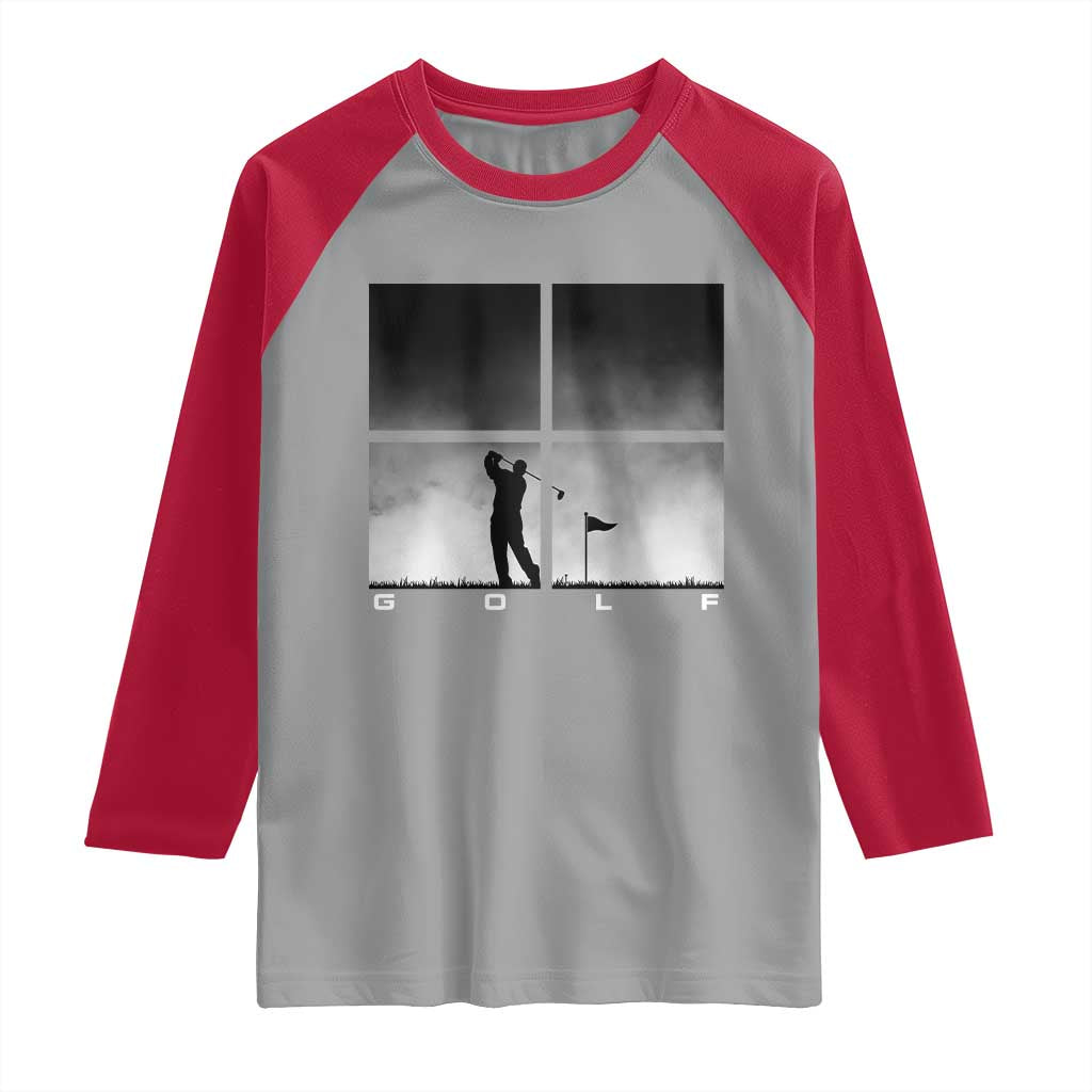 Gift For Sports Lover Raglan Shirt Retro Golf Silhouette Art - Wonder Print Shop