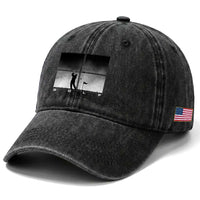 Gift For Sports Lover Washed Cotton Baseball Cap Retro Golf Silhouette Art