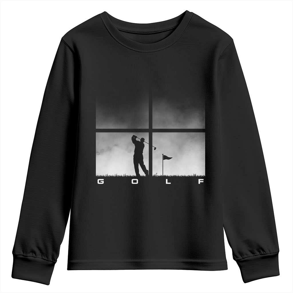 Gift For Sports Lover Youth Sweatshirt Retro Golf Silhouette Art - Wonder Print Shop