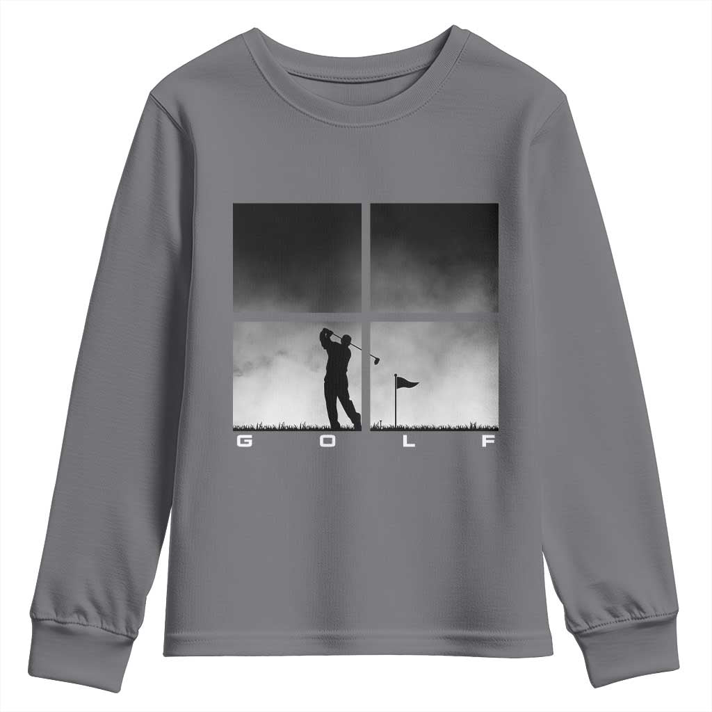 Gift For Sports Lover Youth Sweatshirt Retro Golf Silhouette Art - Wonder Print Shop