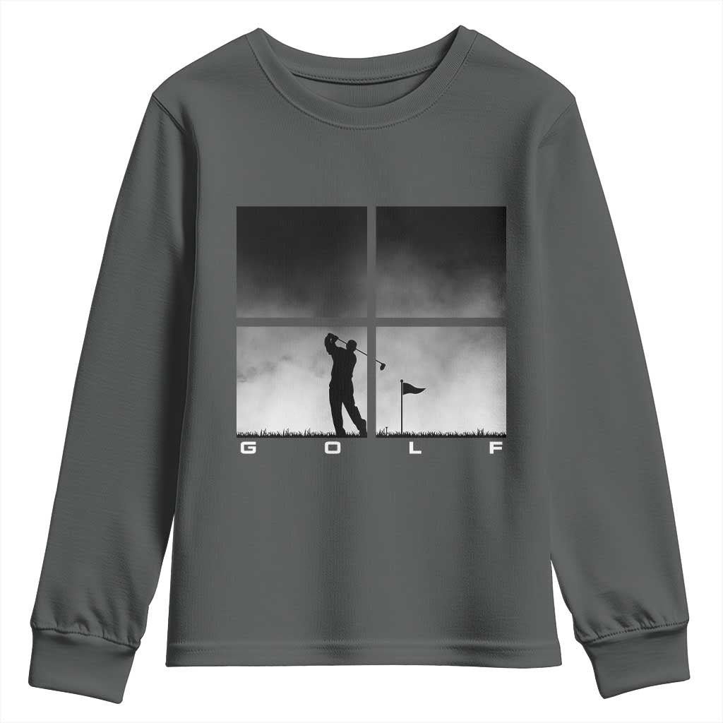 Gift For Sports Lover Youth Sweatshirt Retro Golf Silhouette Art - Wonder Print Shop