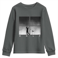 Gift For Sports Lover Youth Sweatshirt Retro Golf Silhouette Art - Wonder Print Shop