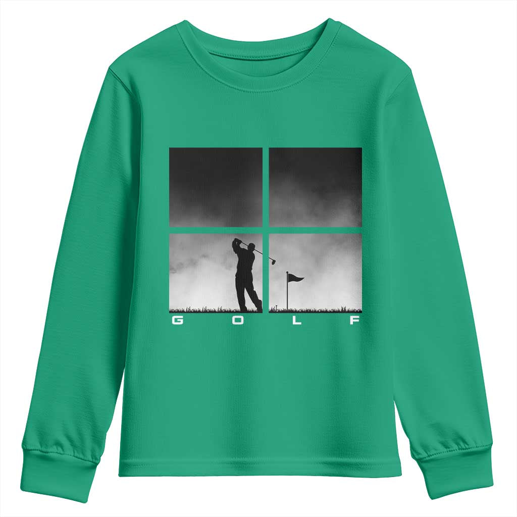 Gift For Sports Lover Youth Sweatshirt Retro Golf Silhouette Art - Wonder Print Shop