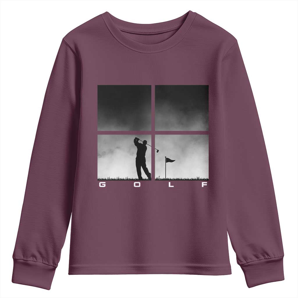 Gift For Sports Lover Youth Sweatshirt Retro Golf Silhouette Art - Wonder Print Shop
