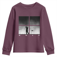 Gift For Sports Lover Youth Sweatshirt Retro Golf Silhouette Art - Wonder Print Shop