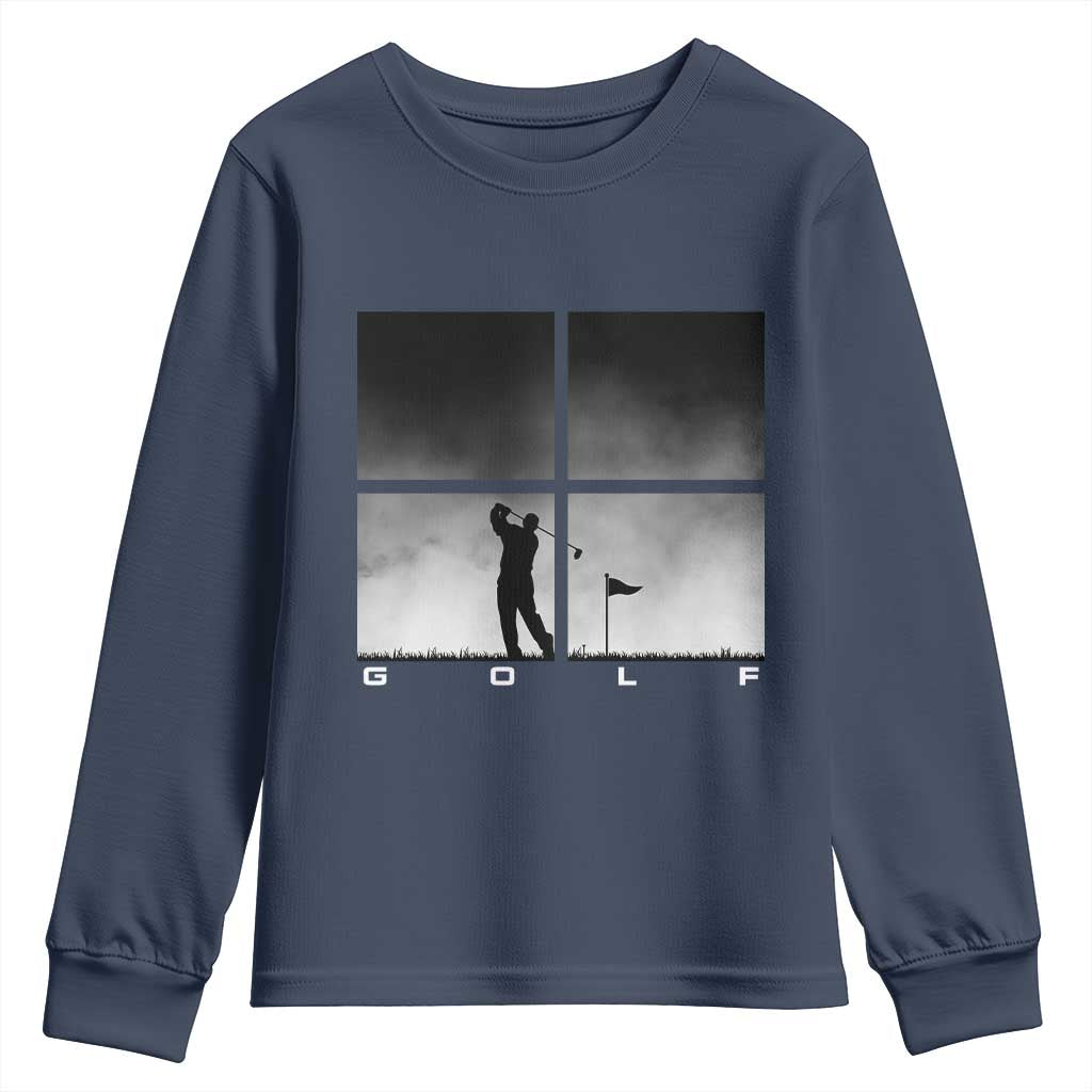 Gift For Sports Lover Youth Sweatshirt Retro Golf Silhouette Art - Wonder Print Shop
