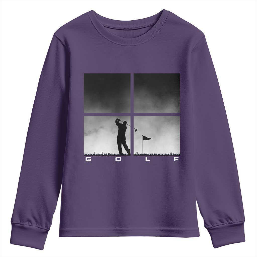 Gift For Sports Lover Youth Sweatshirt Retro Golf Silhouette Art - Wonder Print Shop