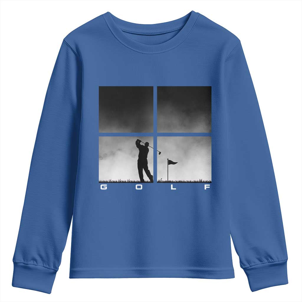 Gift For Sports Lover Youth Sweatshirt Retro Golf Silhouette Art - Wonder Print Shop