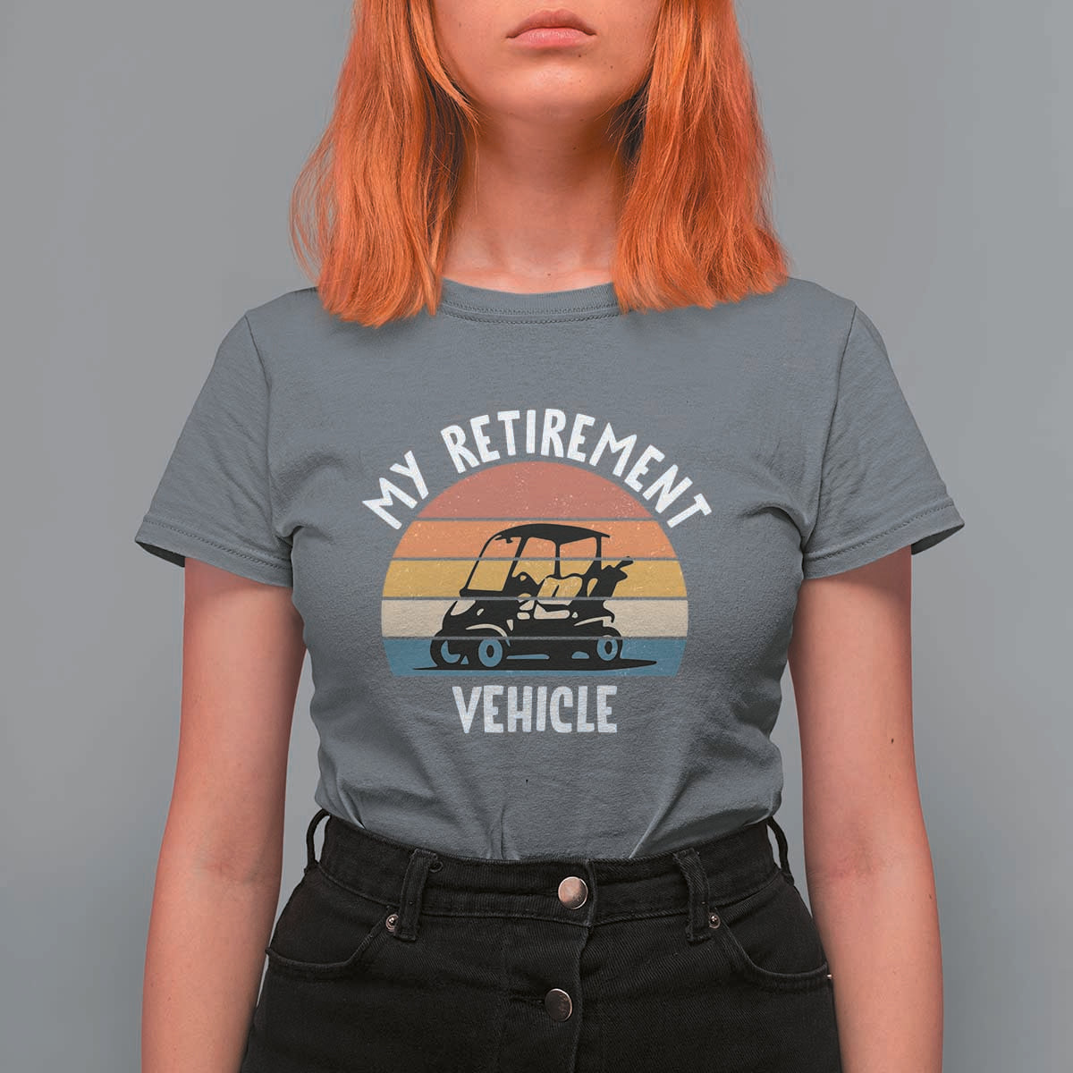 My Retirement Vehicle Golf Cart T Shirt For Women Funny Retired Golfer Gift - Wonder Print Shop