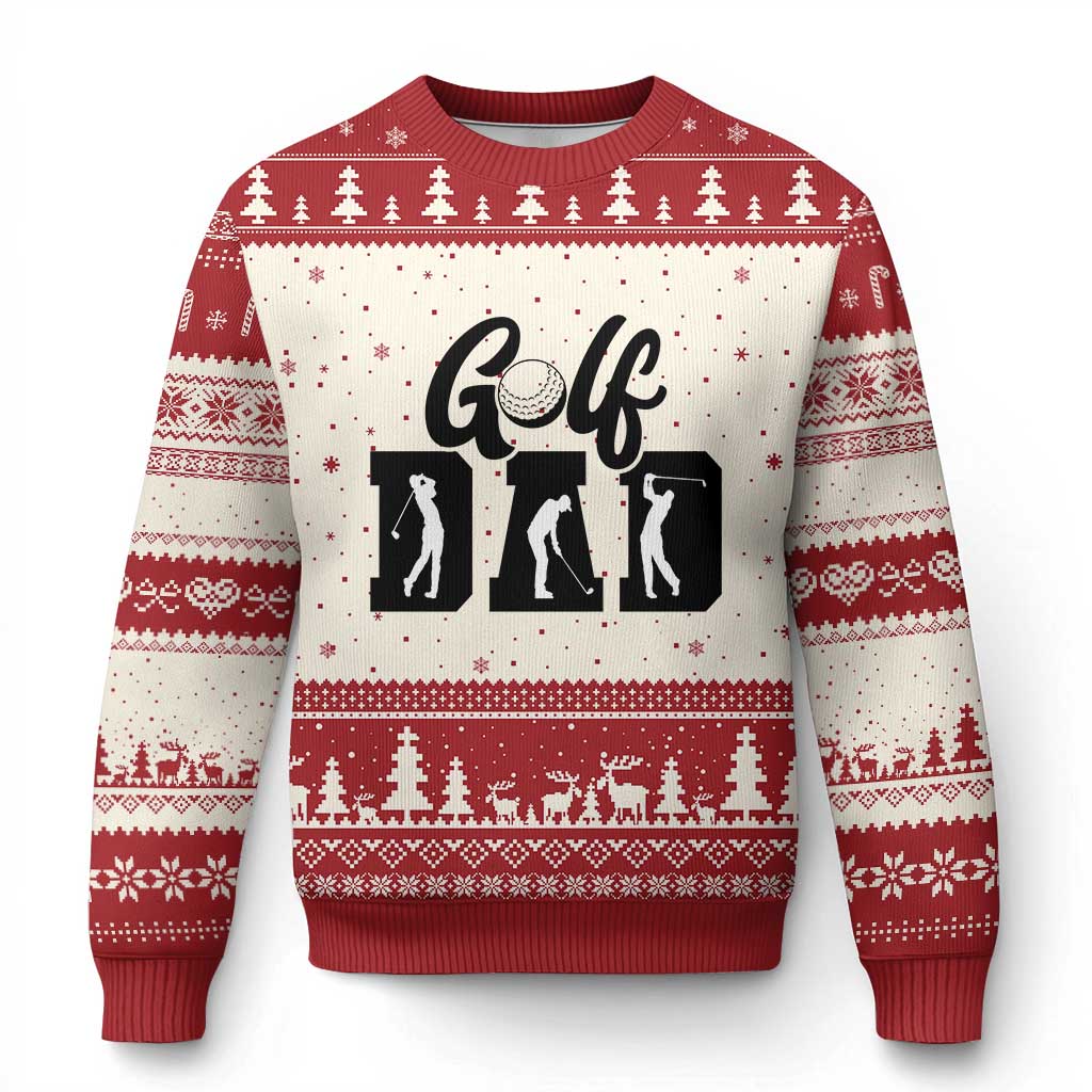 Golf Dad Ugly Christmas Sweater Gift For Sport Lover - Wonder Print Shop