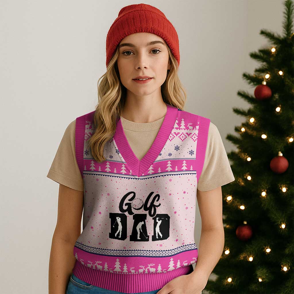 Golf Dad V-Neck Knit Sweater Vest Gift For Sport Lover - Wonder Print Shop