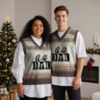 Golf Dad V-Neck Knit Sweater Vest Gift For Sport Lover - Wonder Print Shop
