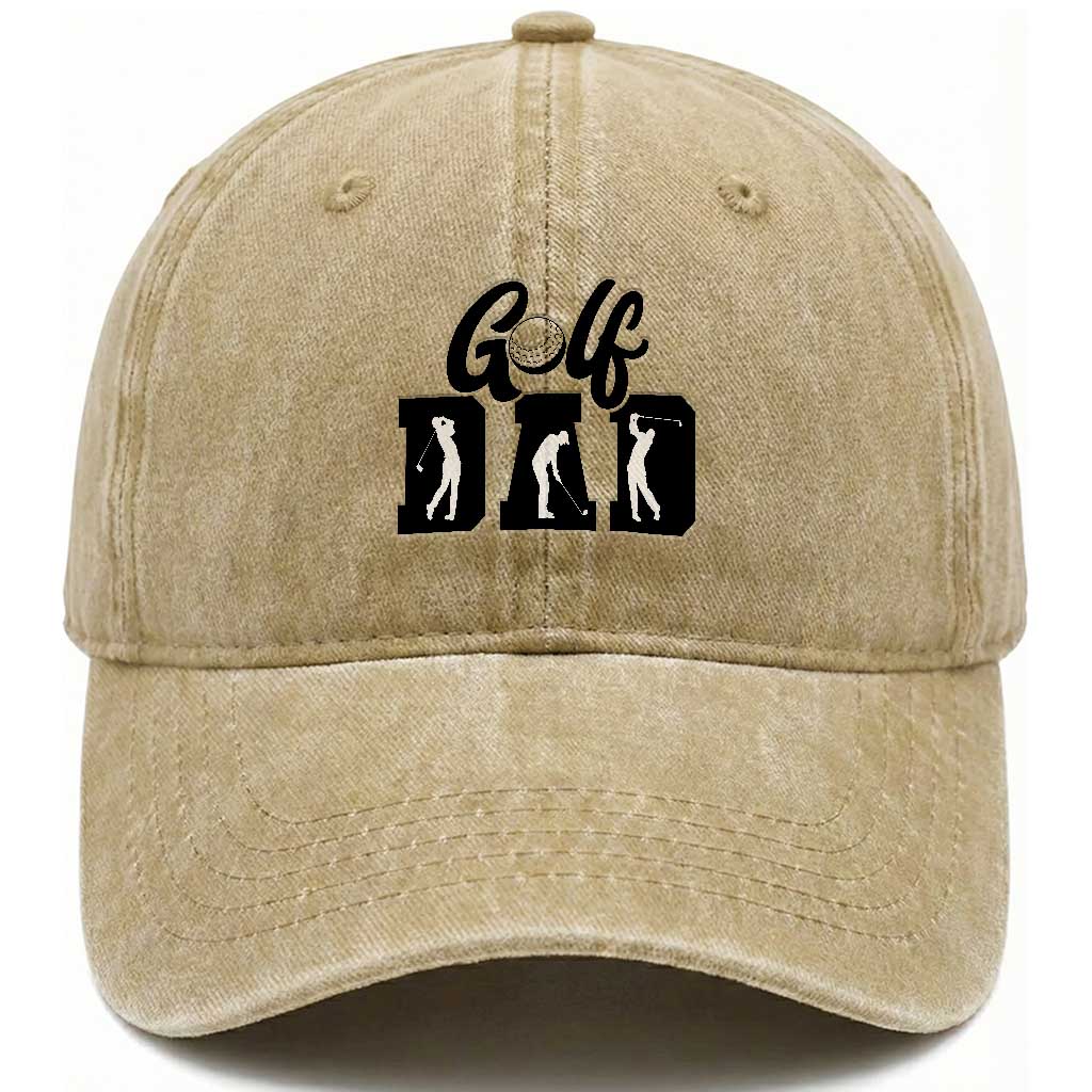 Golf Dad Washed Cotton Baseball Cap Gift For Sport Lover