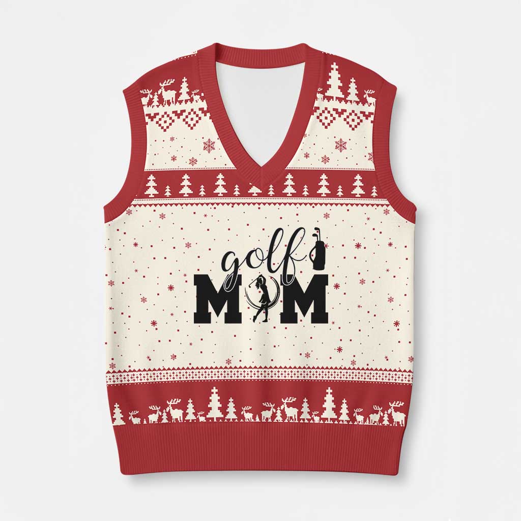 Proud Golf Mom Lifestyle V-Neck Knit Sweater Vest Sports Gift Idea - Wonder Print Shop
