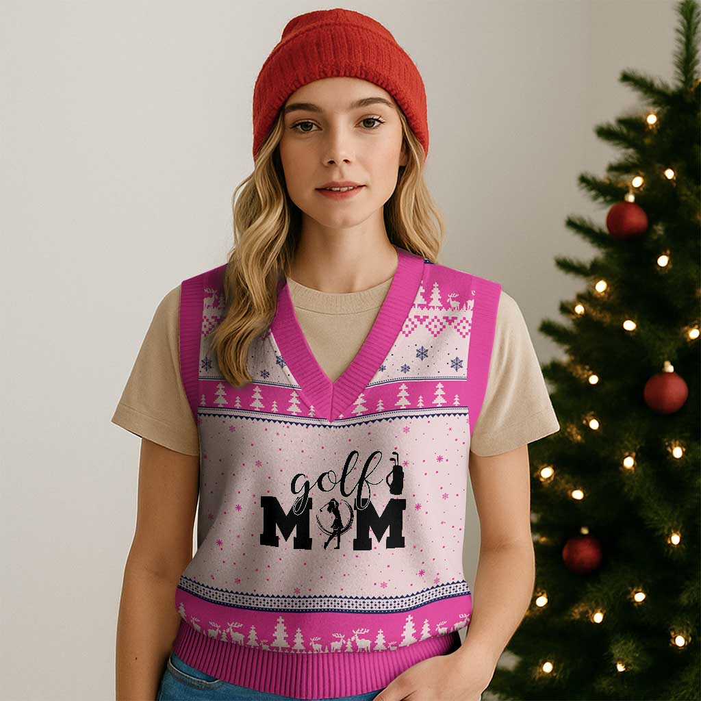 Proud Golf Mom Lifestyle V-Neck Knit Sweater Vest Sports Gift Idea - Wonder Print Shop