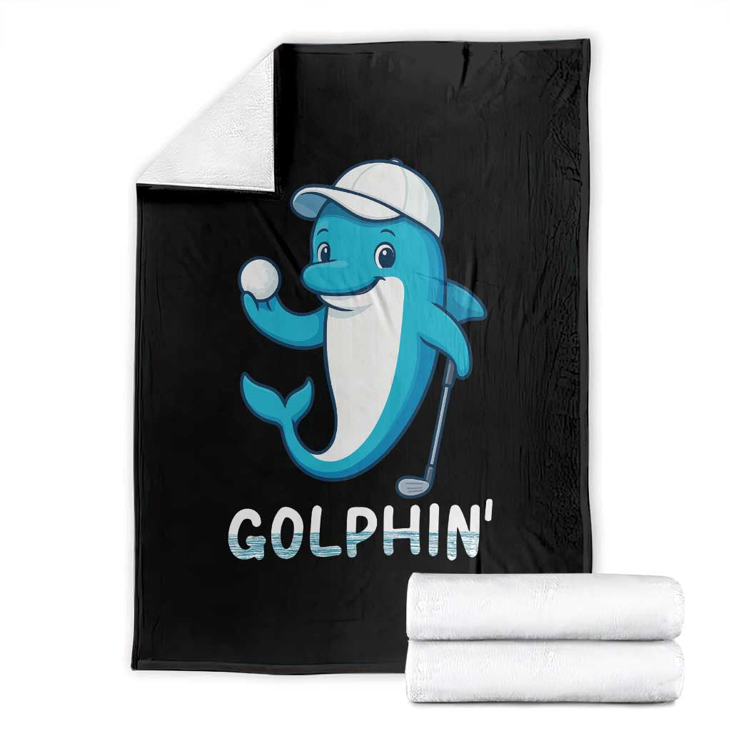 Golphin Dolphin Pun Throw Blanket Funny Golf Gift - Wonder Print Shop