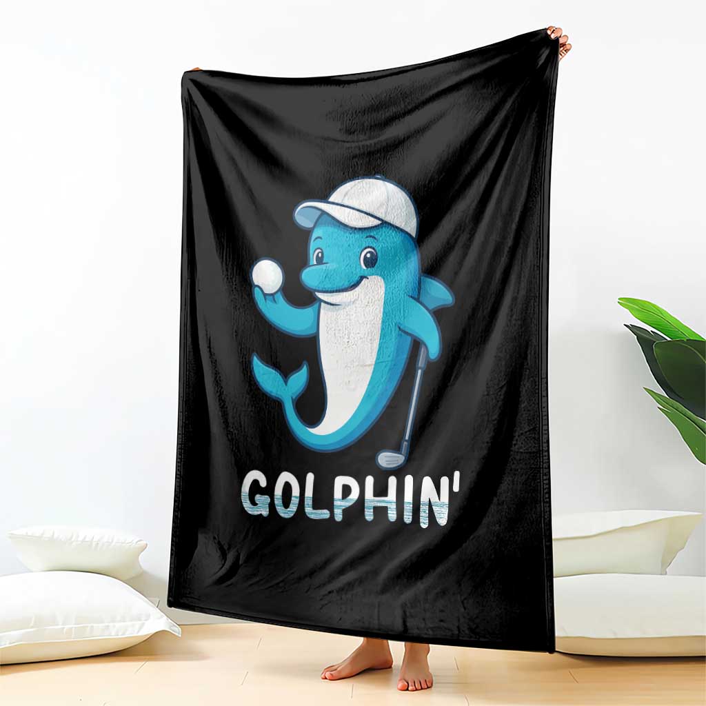 Golphin Dolphin Pun Throw Blanket Funny Golf Gift - Wonder Print Shop