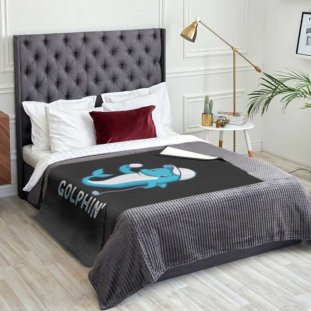 Golphin Dolphin Pun Throw Blanket Funny Golf Gift - Wonder Print Shop