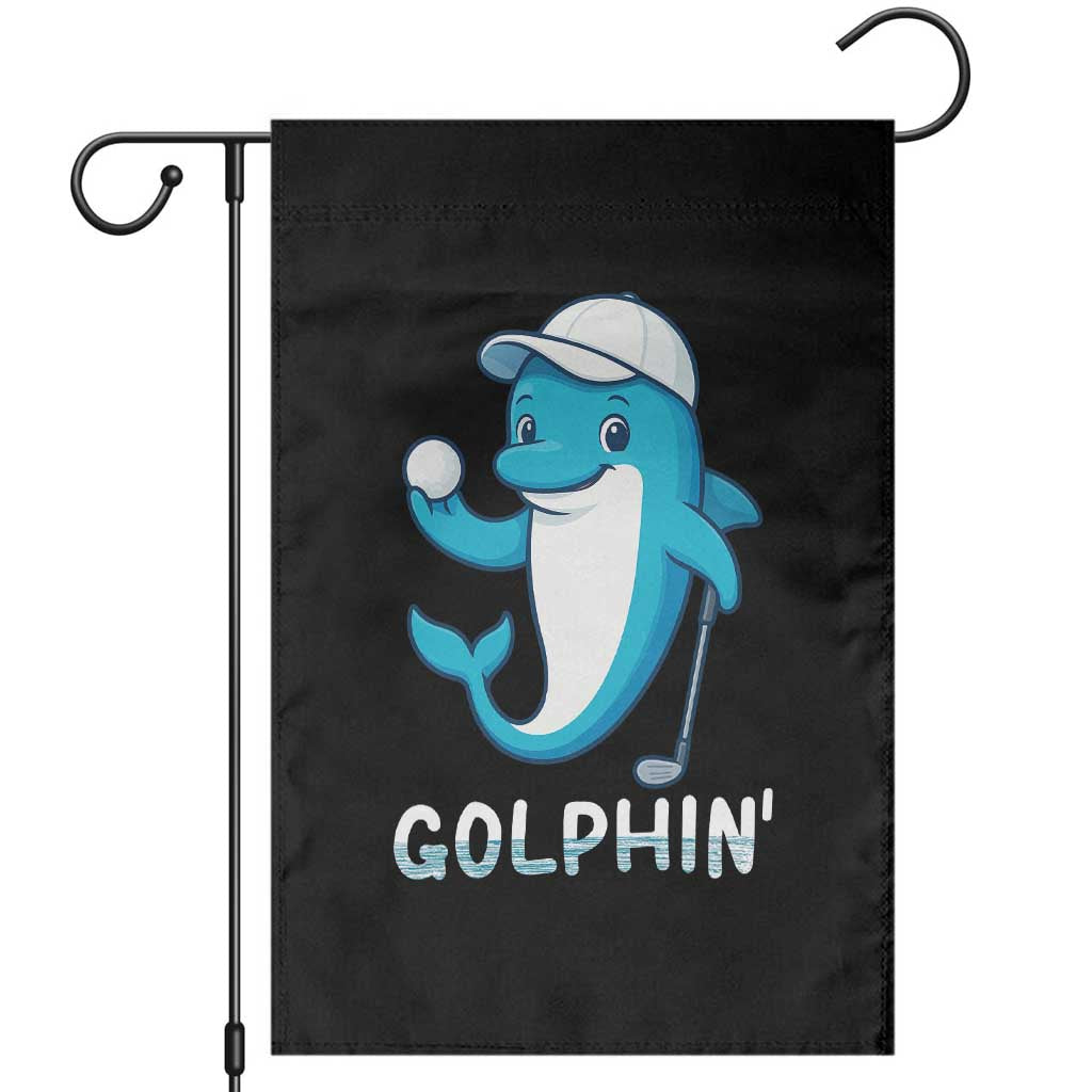 Golphin Dolphin Pun Garden Flag Funny Golf Gift - Wonder Print Shop