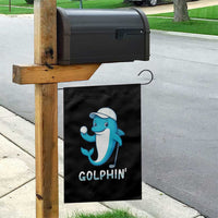 Golphin Dolphin Pun Garden Flag Funny Golf Gift - Wonder Print Shop