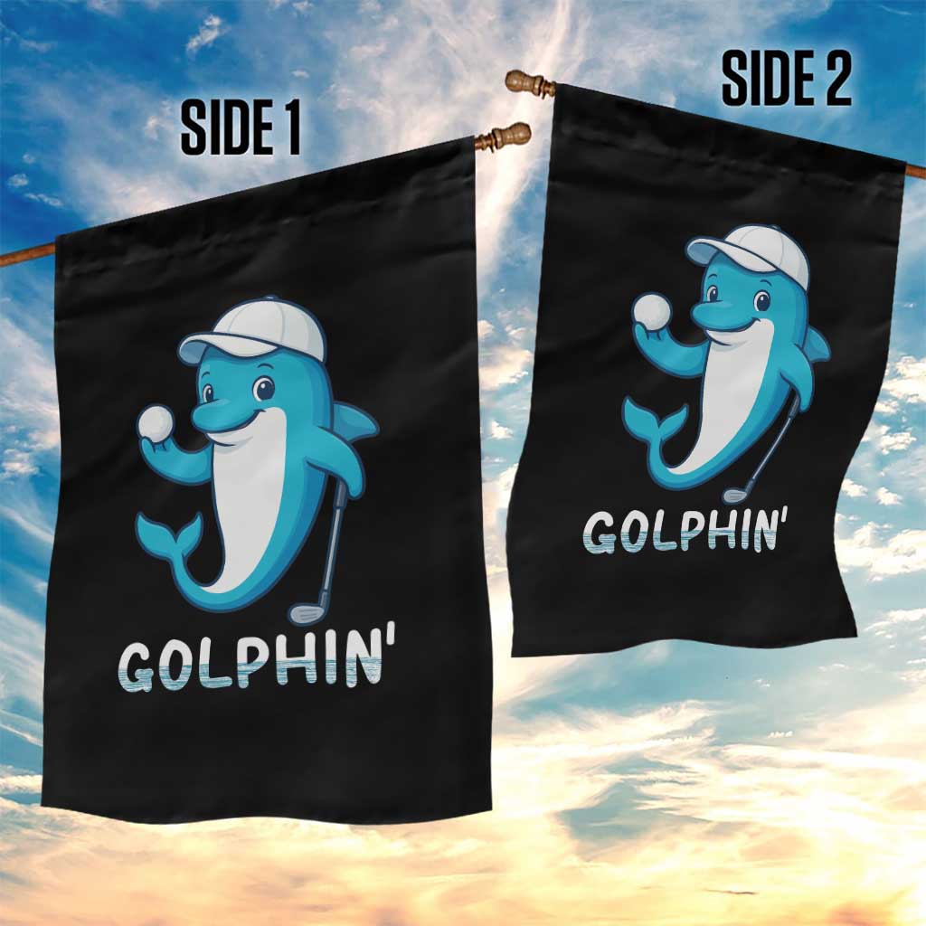 Golphin Dolphin Pun Garden Flag Funny Golf Gift - Wonder Print Shop