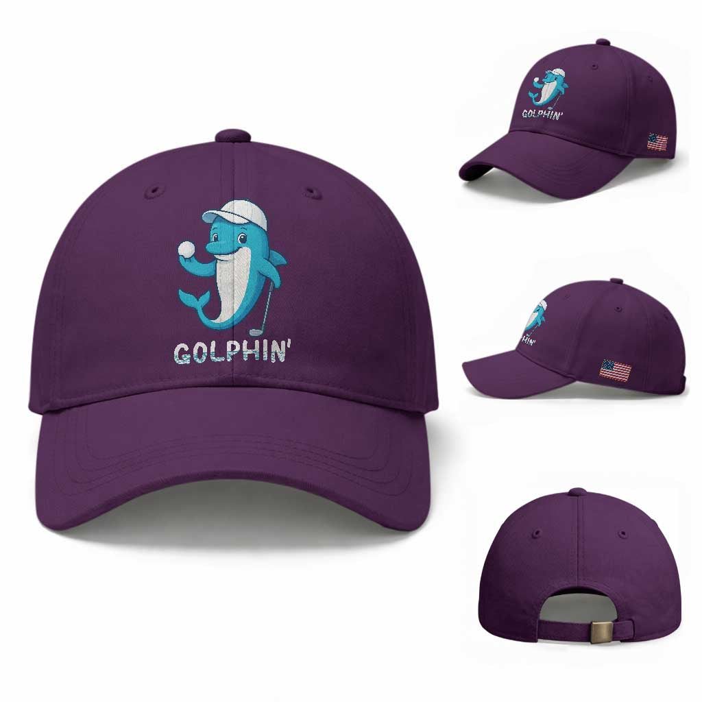 Golphin Dolphin Pun Baseball Cap Funny Golf Gift