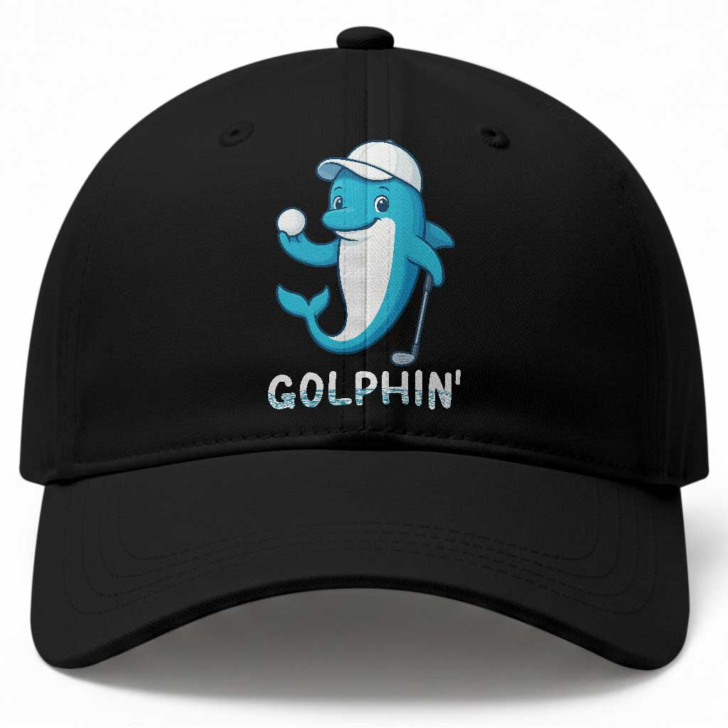 Golphin Dolphin Pun Baseball Cap Funny Golf Gift