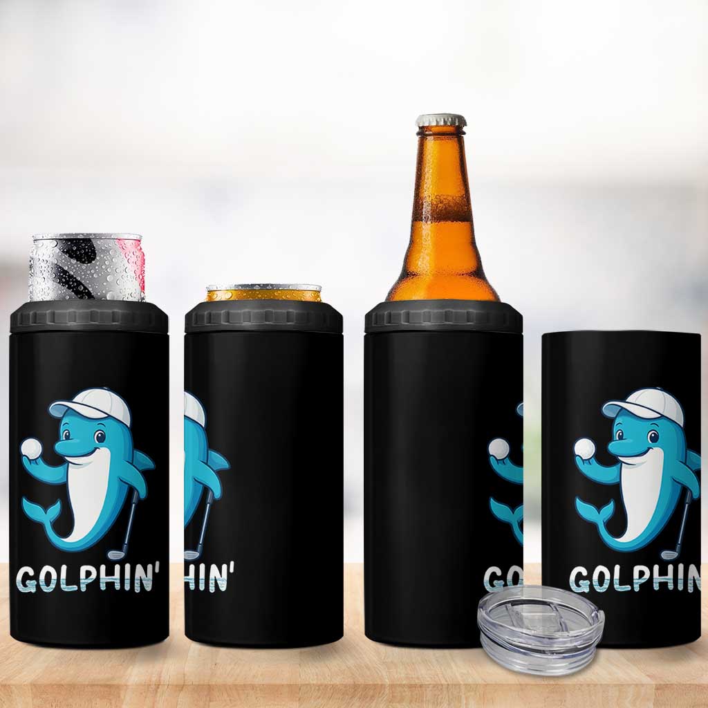 Golphin Dolphin Pun 4 in 1 Can Cooler Tumbler Funny Golf Gift - Wonder Print Shop