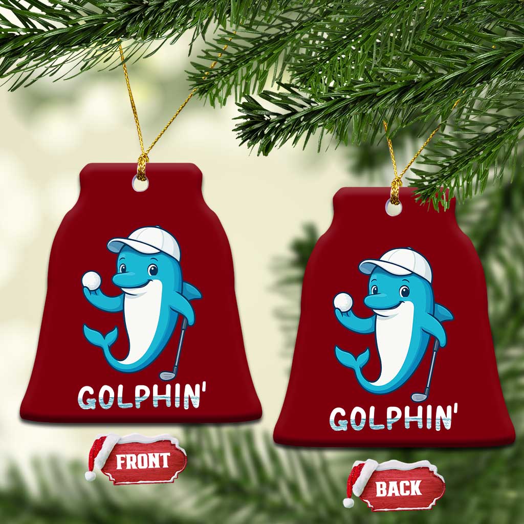 Golphin Dolphin Pun Ceramic Ornament Funny Golf Gift - Wonder Print Shop